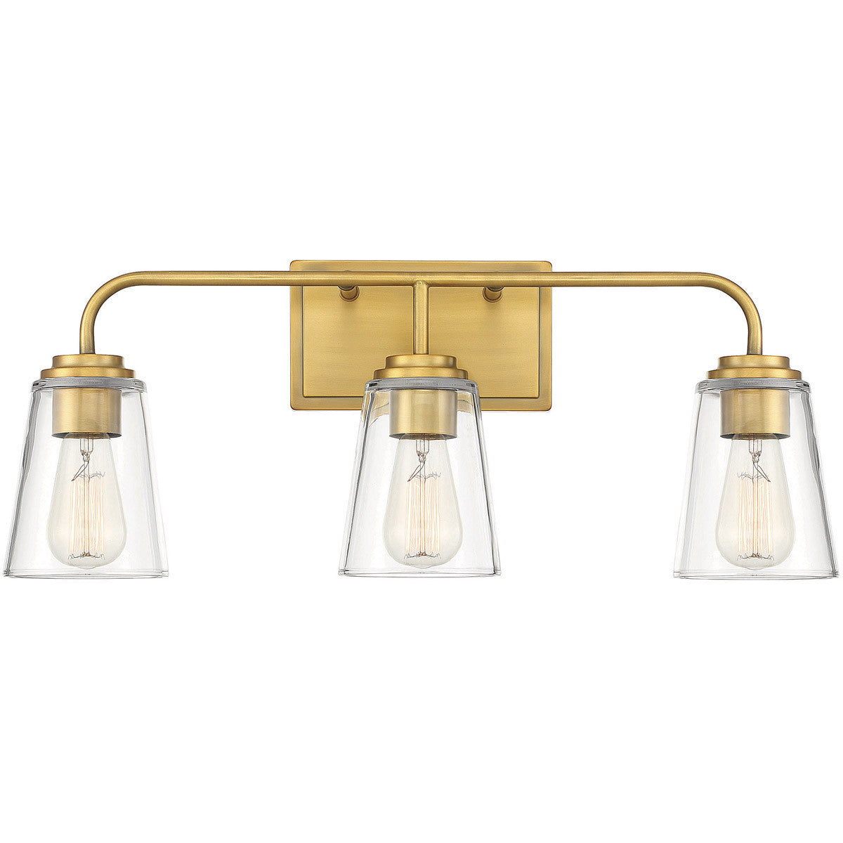 Meridian 3-Light Bathroom Vanity Light in Natural Brass M80044NB