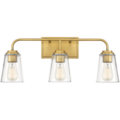 Meridian 3-Light Bathroom Vanity Light in Natural Brass M80044NB