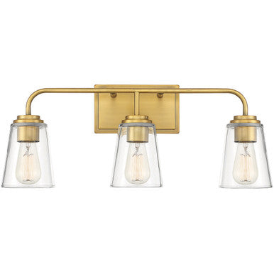 Meridian Lite Trends 3-Light Bathroom Vanity Light in Natural Brass M80044NB