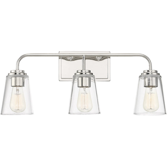 Meridian 3-Light Bathroom Vanity Light in Polished Nickel M80044PN