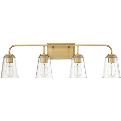 Meridian Lite Trends 4-Light Bathroom Vanity Light in Natural Brass M80045NB