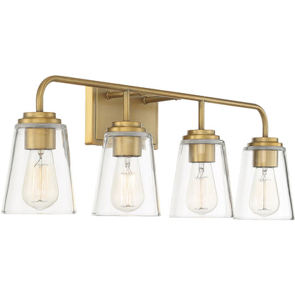 Meridian Lite Trends 4-Light Bathroom Vanity Light in Natural Brass M80045NB