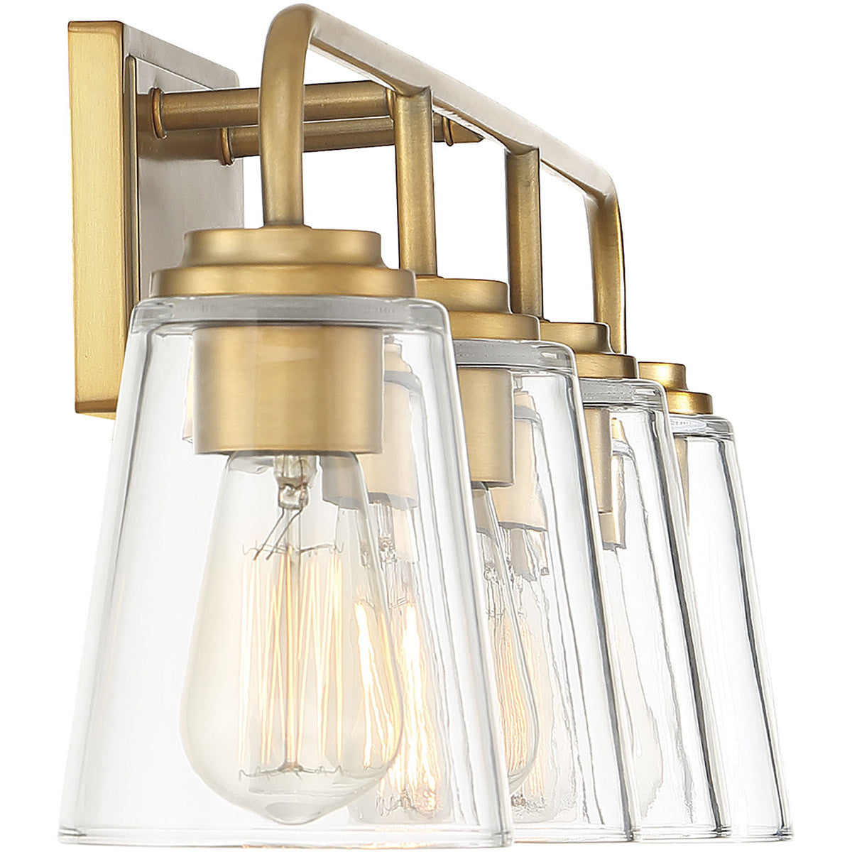 Meridian Lite Trends 4-Light Bathroom Vanity Light in Natural Brass M80045NB