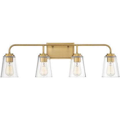 Meridian 4-Light Bathroom Vanity Light in Natural Brass M80045NB