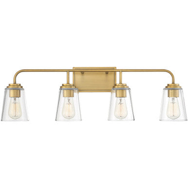 Meridian Lite Trends 4-Light Bathroom Vanity Light in Natural Brass M80045NB