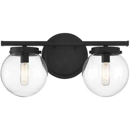 Meridian 2-Light Bathroom Vanity Light in Matte Black M80046MBK