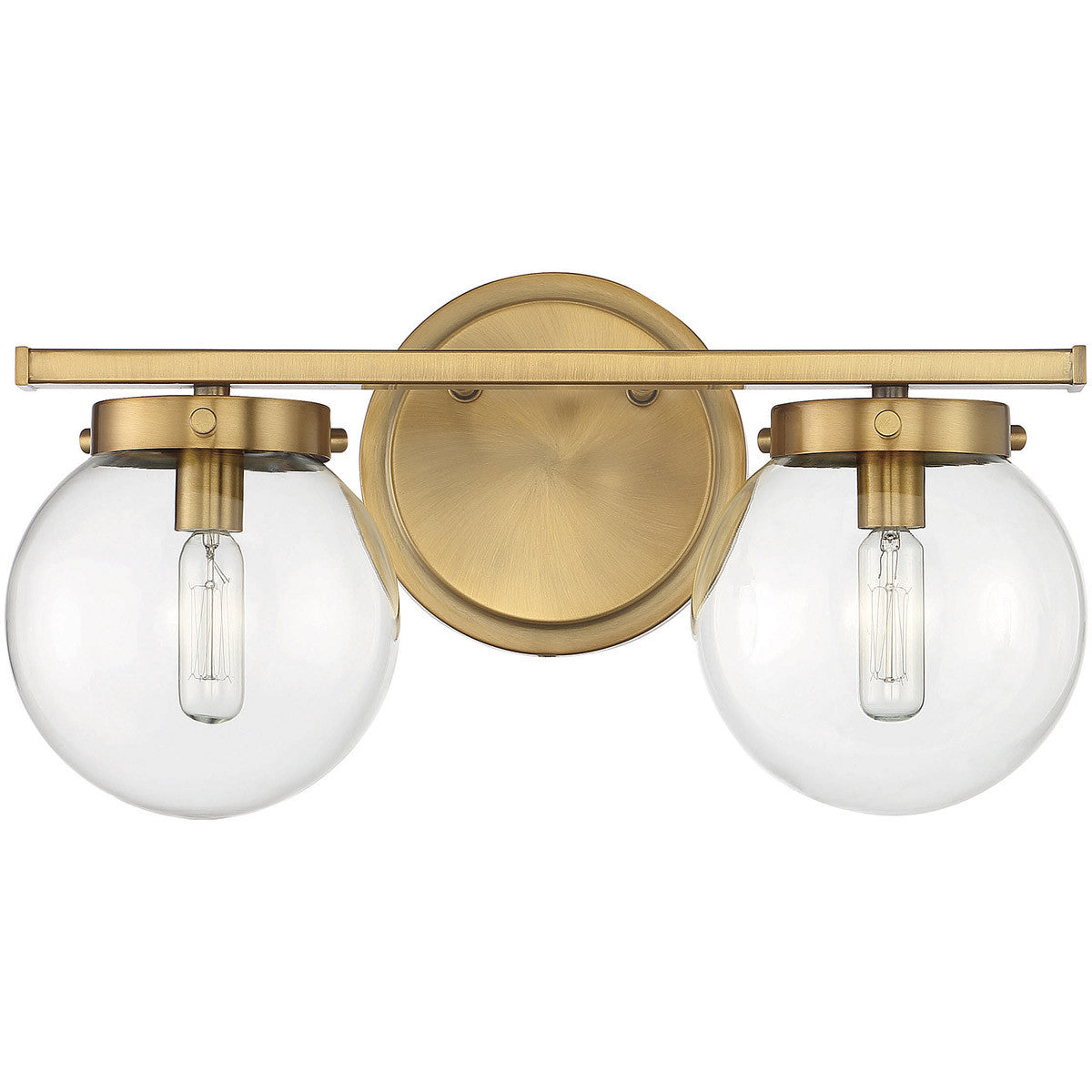 Meridian Lite Trends 2-Light Bathroom Vanity Light in Natural Brass M80046NB