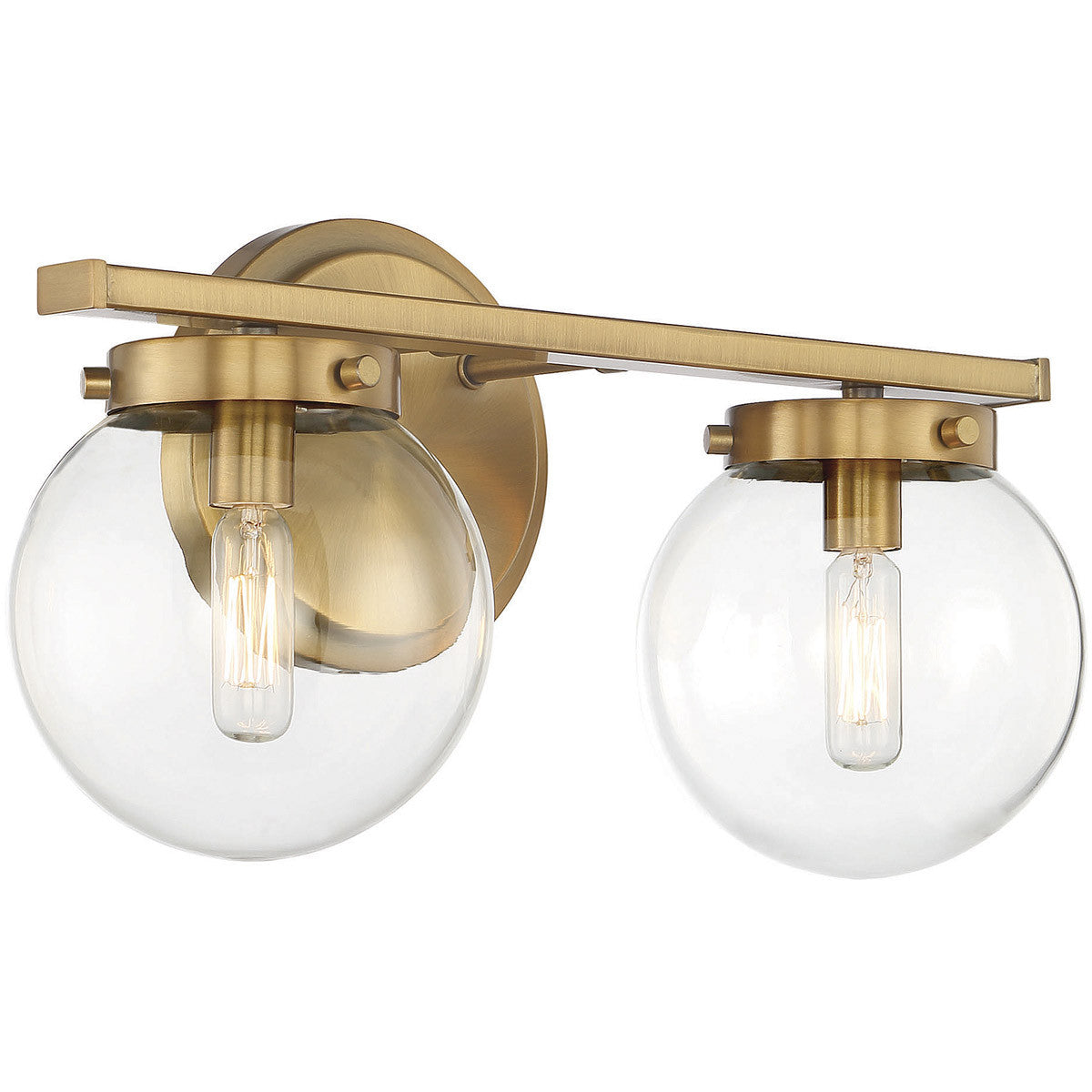 Meridian Lite Trends 2-Light Bathroom Vanity Light in Natural Brass M80046NB