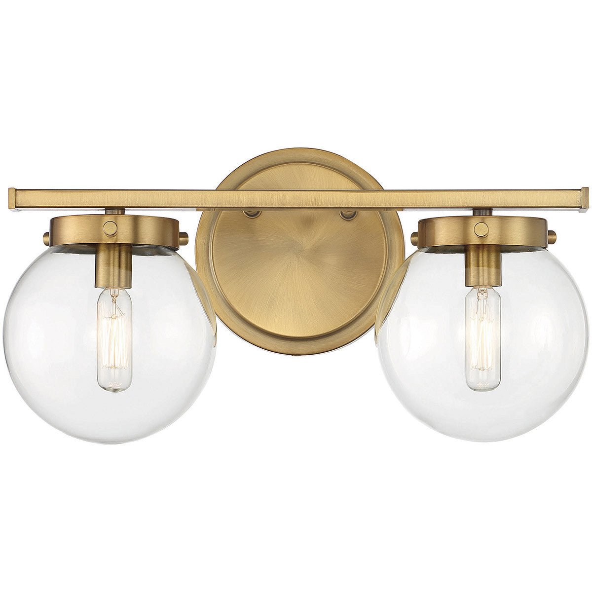 Meridian 2-Light Bathroom Vanity Light in Natural Brass M80046NB