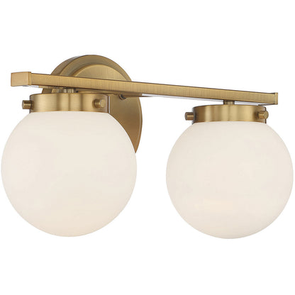 Meridian Lite Trends 2-Light Bathroom Vanity Light in Natural Brass M80047NB