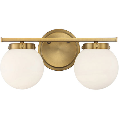 Meridian 2-Light Bathroom Vanity Light in Natural Brass M80047NB