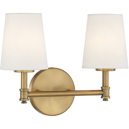 Meridian Lite Trends 2-Light Bathroom Vanity Light in Natural Brass M80050NB