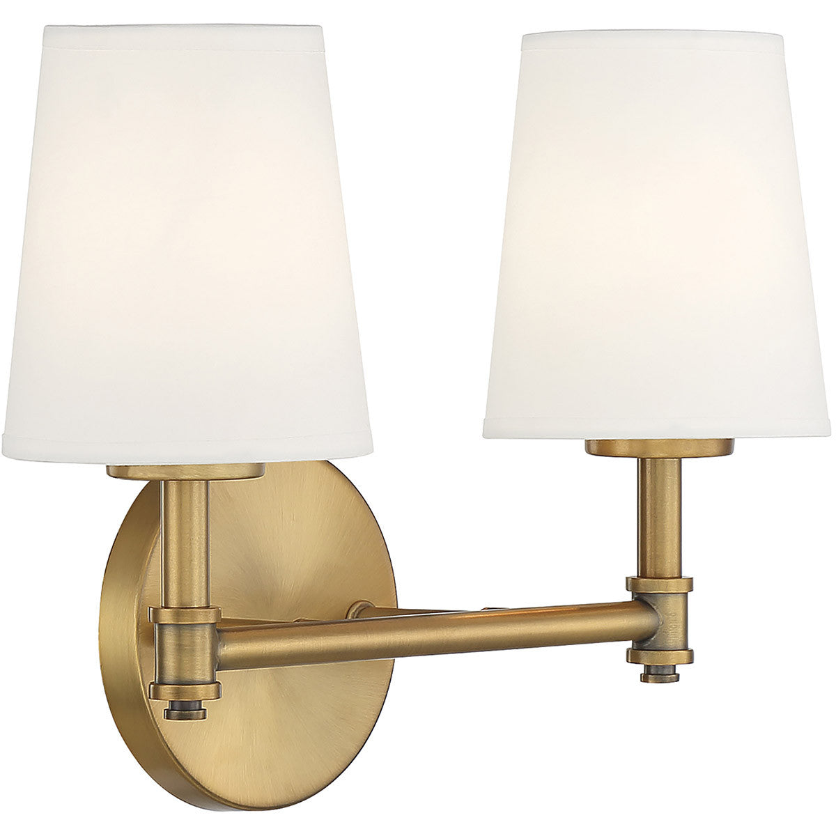 Meridian Lite Trends 2-Light Bathroom Vanity Light in Natural Brass M80050NB