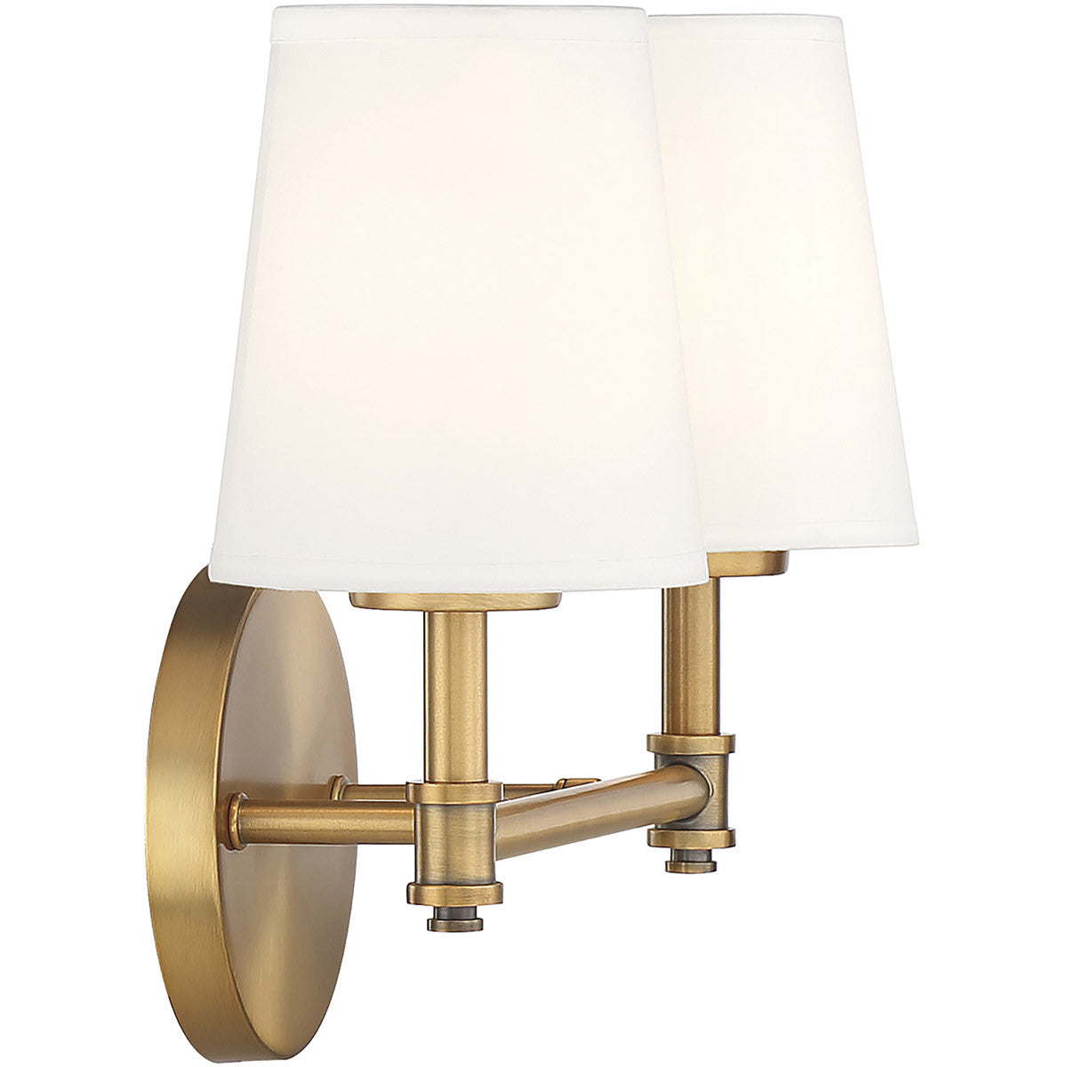 Meridian Lite Trends 2-Light Bathroom Vanity Light in Natural Brass M80050NB