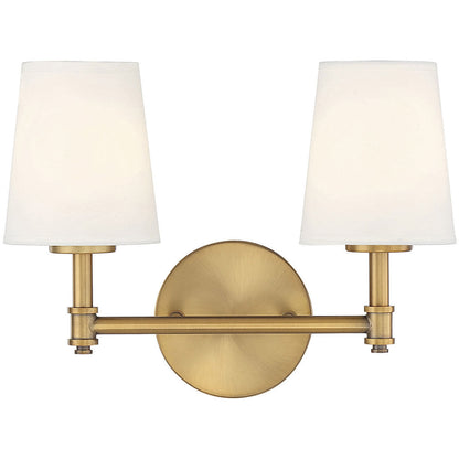 Meridian 2-Light Bathroom Vanity Light in Natural Brass M80050NB