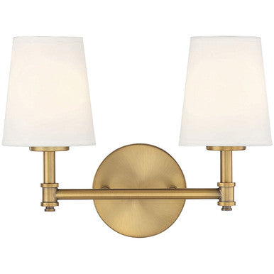 Meridian Lite Trends 2-Light Bathroom Vanity Light in Natural Brass M80050NB