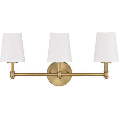 Meridian Lite Trends 3-Light Bathroom Vanity Light in Natural Brass M80051NB