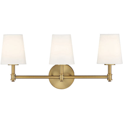 Meridian 3-Light Bathroom Vanity Light in Natural Brass M80051NB