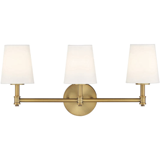 Meridian 3-Light Bathroom Vanity Light in Natural Brass M80051NB