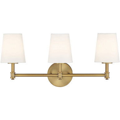 Meridian Lite Trends 3-Light Bathroom Vanity Light in Natural Brass M80051NB