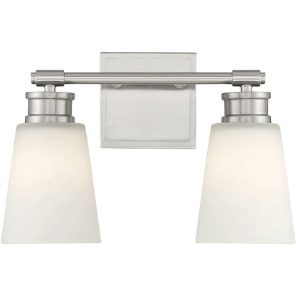 Meridian 2-Light Bathroom Vanity Light in Brushed Nickel M80054BN