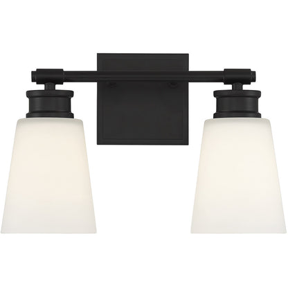 Meridian 2-Light Bathroom Vanity Light in Matte Black M80054MBK