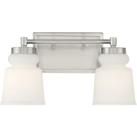 Meridian 2-Light Bathroom Vanity Light in Brushed Nickel M80057BN