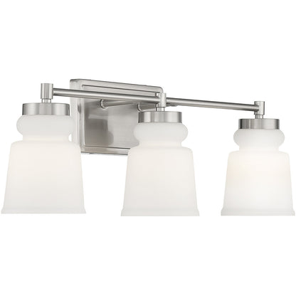 Meridian Lite Trends 3-Light Bathroom Vanity Light in Brushed Nickel M80058BN