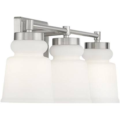 Meridian Lite Trends 3-Light Bathroom Vanity Light in Brushed Nickel M80058BN