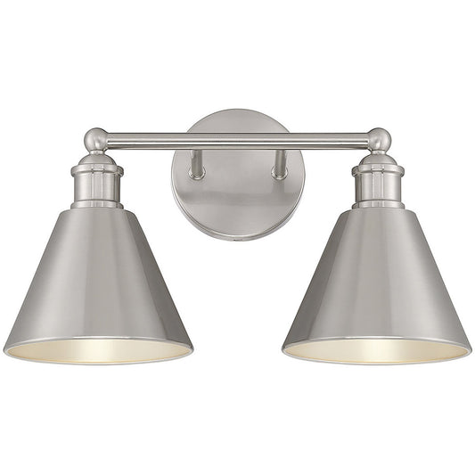 Meridian 2-Light Bathroom Vanity Light in Brushed Nickel M80063BN