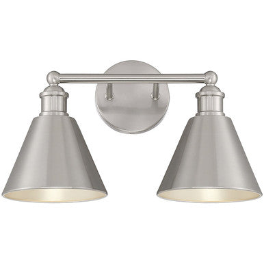 Meridian Lite Trends 2-Light Bathroom Vanity Light in Brushed Nickel M80063BN