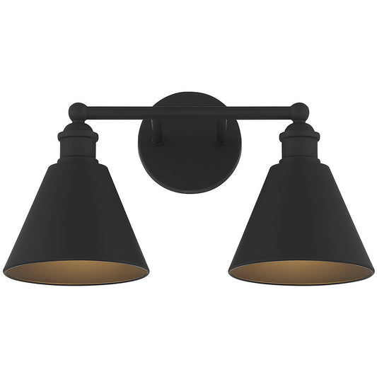 Meridian 2-Light Bathroom Vanity Light in Matte Black M80063MBK