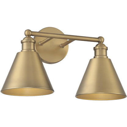 Meridian Lite Trends 2-Light Bathroom Vanity Light in Natural Brass M80063NB