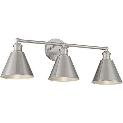 Meridian Lite Trends 3-Light Bathroom Vanity Light in Brushed Nickel M80064BN