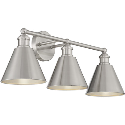 Meridian Lite Trends 3-Light Bathroom Vanity Light in Brushed Nickel M80064BN