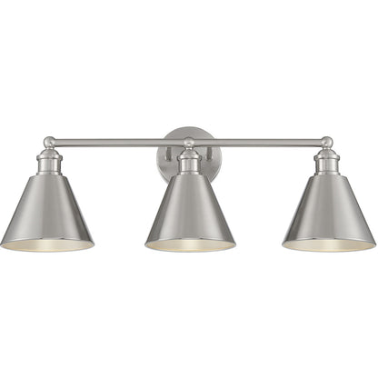 Meridian 3-Light Bathroom Vanity Light in Brushed Nickel M80064BN