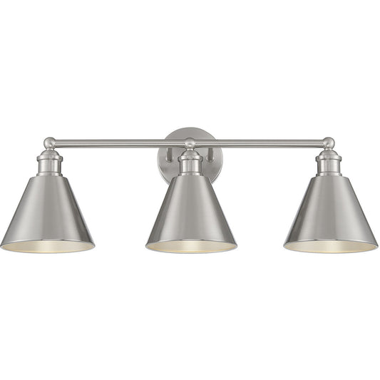 Meridian 3-Light Bathroom Vanity Light in Brushed Nickel M80064BN