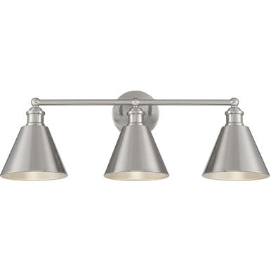 Meridian Lite Trends 3-Light Bathroom Vanity Light in Brushed Nickel M80064BN