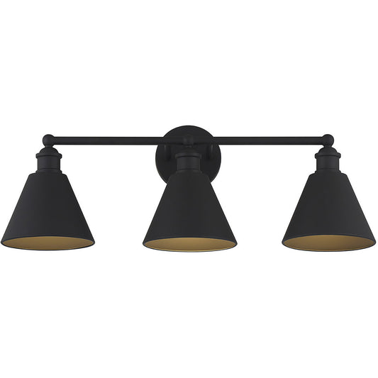 Meridian 3-Light Bathroom Vanity Light in Matte Black M80064MBK