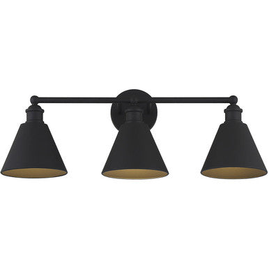 Meridian Lite Trends 3-Light Bathroom Vanity Light in Matte Black M80064MBK