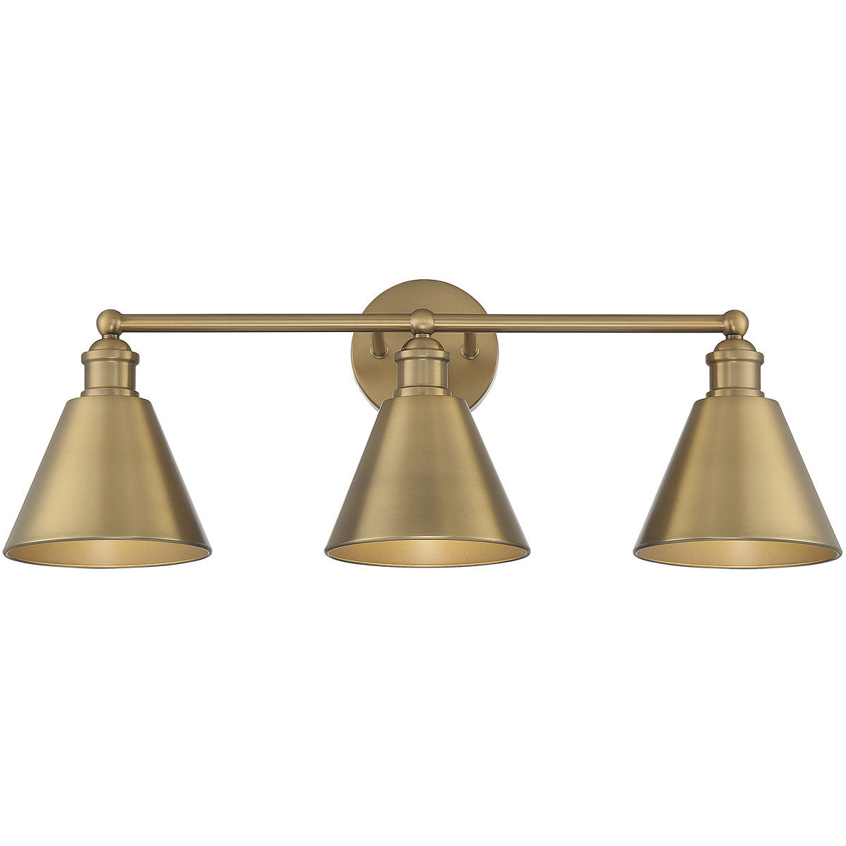 Meridian 3-Light Bathroom Vanity Light in Natural Brass M80064NB