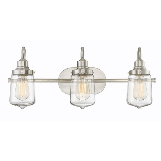 Meridian 3-Light Bathroom Vanity Light in Brushed Nickel M80070BN