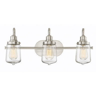 Meridian Lite Trends 3-Light Bathroom Vanity Light in Brushed Nickel M80070BN