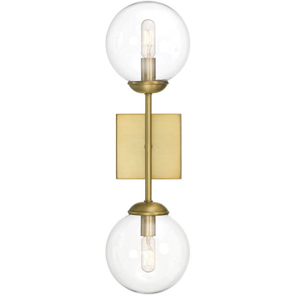 Meridian Lite Trends 2-Light Wall Sconce in Natural Brass M90001NB