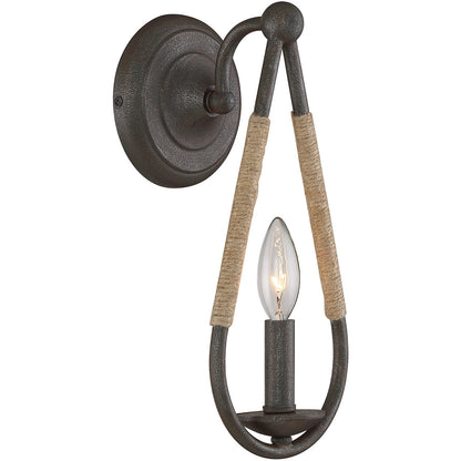 Meridian Lite Trends 1-Light Wall Sconce in Rusty Nail with Rope M90002RN