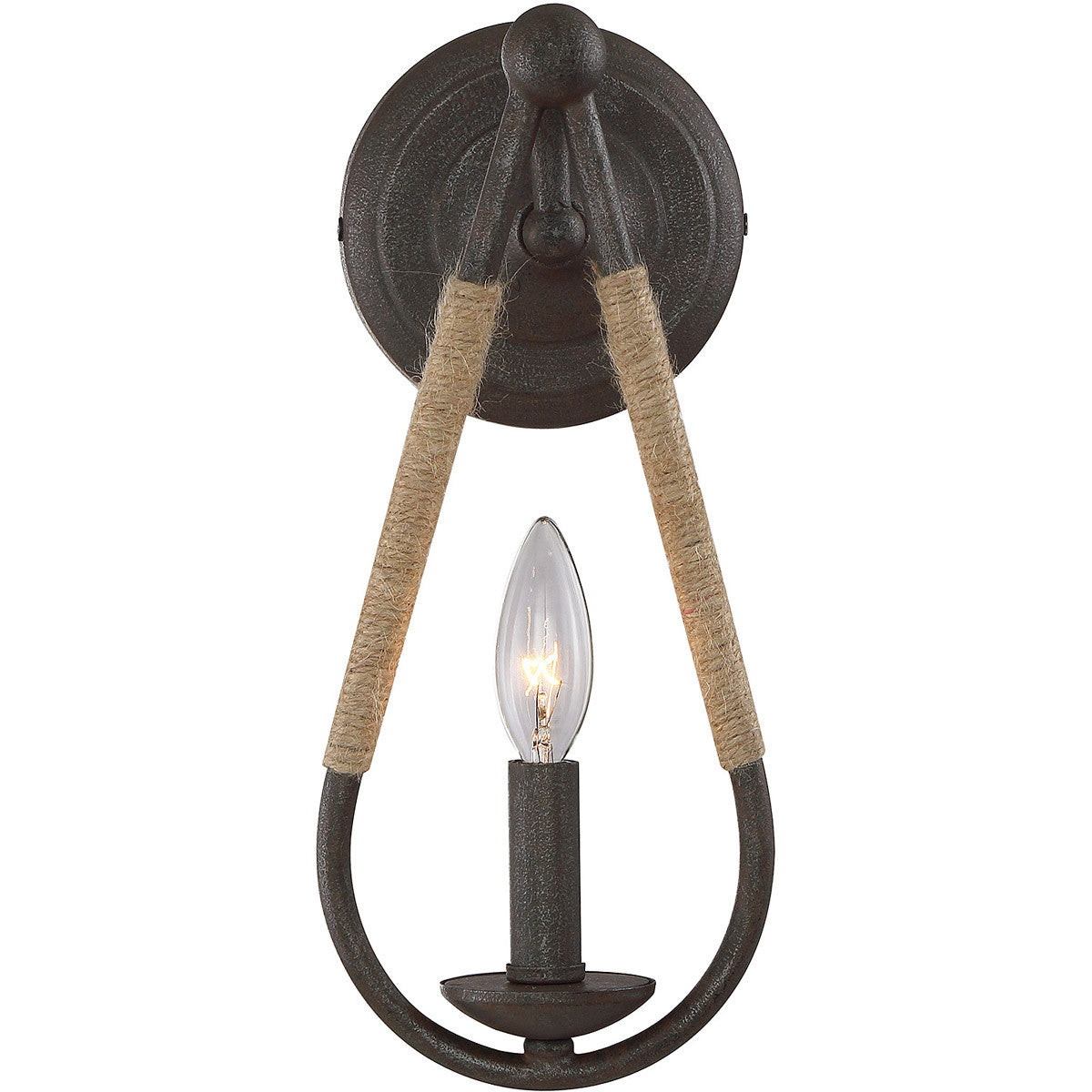 Meridian 1-Light Wall Sconce in Rusty Nail with Rope M90002RN