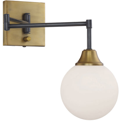 Meridian 1-Light Adjustable Wall Sconce in Oiled Rubbed Bronze with Natural Brass M90006-79