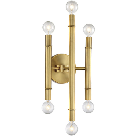 Meridian 6-Light Wall Sconce in Natural Brass M90018NB