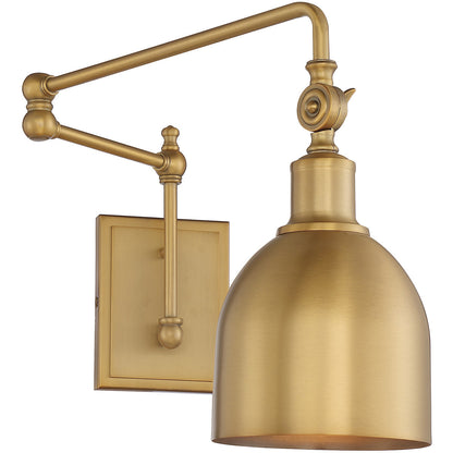 Meridian Lite Trends 1-Light Adjustable Wall Sconce in Natural Brass M90019NB