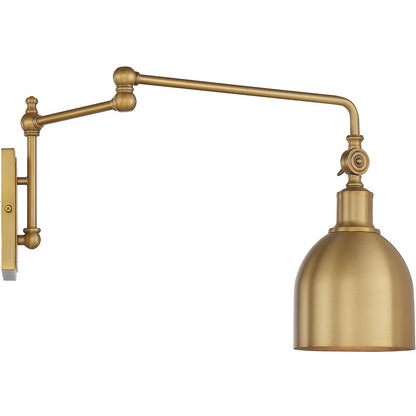 Meridian Lite Trends 1-Light Adjustable Wall Sconce in Natural Brass M90019NB